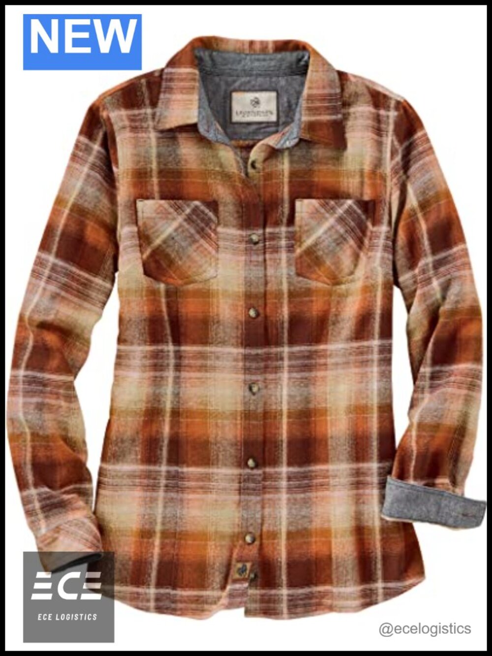 100% Cotton Flannel Button Up Shirt Long Sleeve Plaid Casual Outdoor
